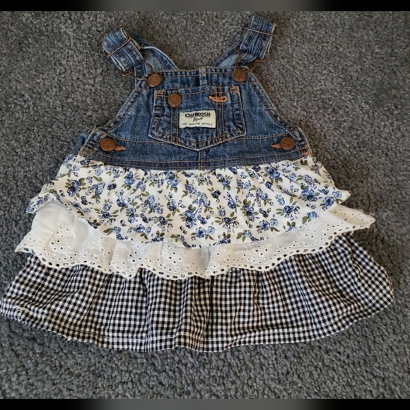 OshKosh B'gosh Other - Vintage Oshkosh tiered eyelet floral skirted Overalls infant 6 months